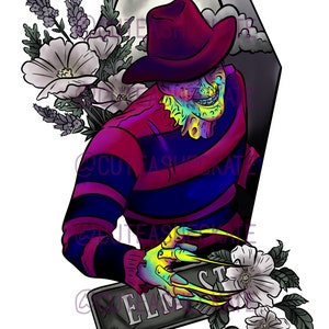 Soy tu novio ahora, Nancy... (Pesadilla en Elm Street, Freddy Krueger, flores, cuchillos, luna, años 80, terror, película, sueños, miedo)