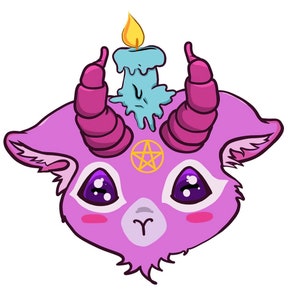 Mon Cutie Baphomet! Occulte, Chèvre, Bélier, Cornes, Pentagramme, Mignon, Flamme, Satanique
