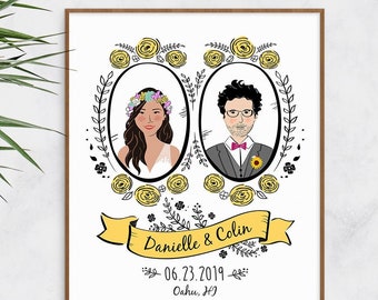 Custom Couples Portrait From Photo, Wedding Portrait Illustration, Personalized Christmas gift, Unique Wedding Gift, Anniversary Gift