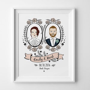 Custom Couples Portrait From Photo, Wedding Portrait Illustration, Personalized Christmas gift, Unique Wedding Gift, Anniversary Gift image 3