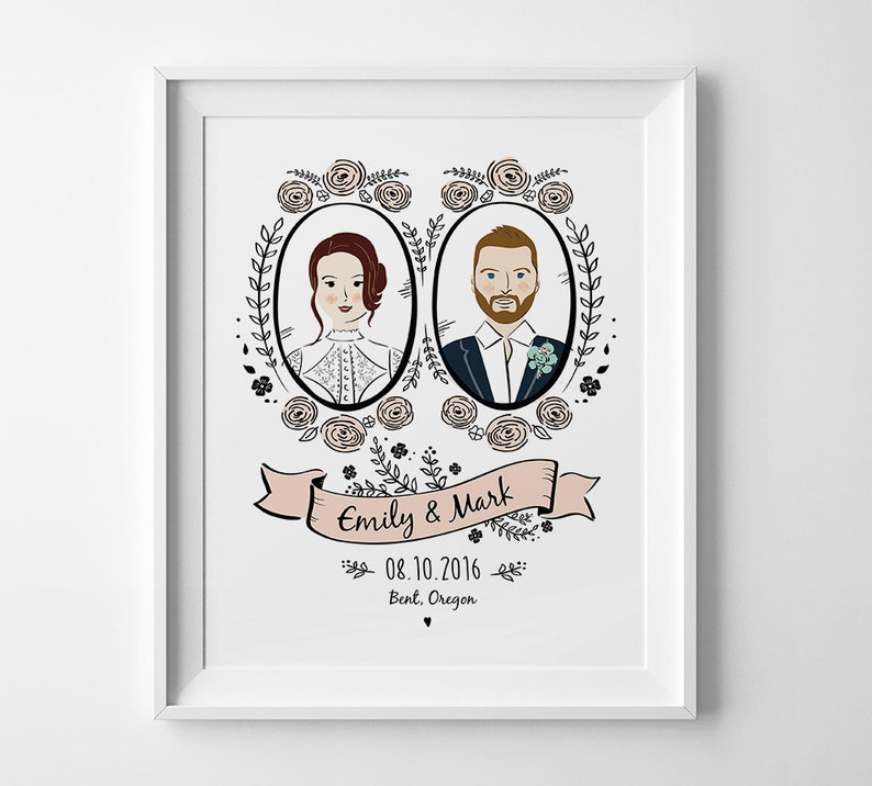Custom Couples Portrait From Photo, Wedding Portrait Illustration, Personalized Christmas gift, Unique Wedding Gift, Anniversary Gift image 3