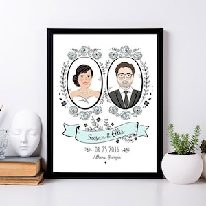 Custom Wedding Portrait art, Custom Christmas gift, Couple Illustration, Couples drawing, Personalized Anniversary Gift, Wedding Gift