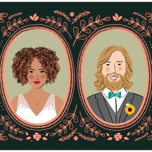 Vintage Style Custom Paare Portrait Illustration, personalisiertes Weihnachtsgeschenk, Verlobung, Jahrestagsgeschenk, einzigartiges Hochzeitsgeschenk