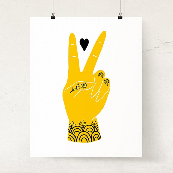 Peace sign art print World Peace Sign peace and love Inspirational Wall Art Minimalist bohemian decor peace symbol