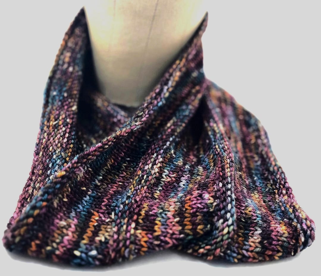 Cowl Hand Knit ARCHIE Cowl 714 Alternating Stitch Rows, Teal Camel ...