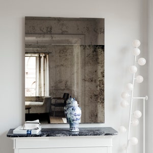 Antique Mirror. Trumeau style wall mirror. Frameless wall mirror w/ classic Trumeau style. Wall mirror made w/ antique mirror image 1