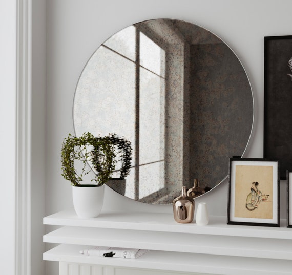 Antique Round Mirror Hanging Wall Made With Custom Antique Round Mirror Hanging Wall, Old Frameless Mirrors