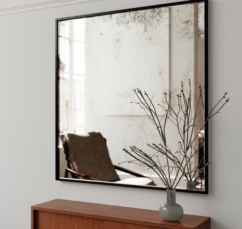 48 x 60 Frameless antiqued mirror. Square mirror Etsy
