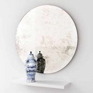 Large wall mirror. Unique round Art Deco hanging glass mirror. image 2