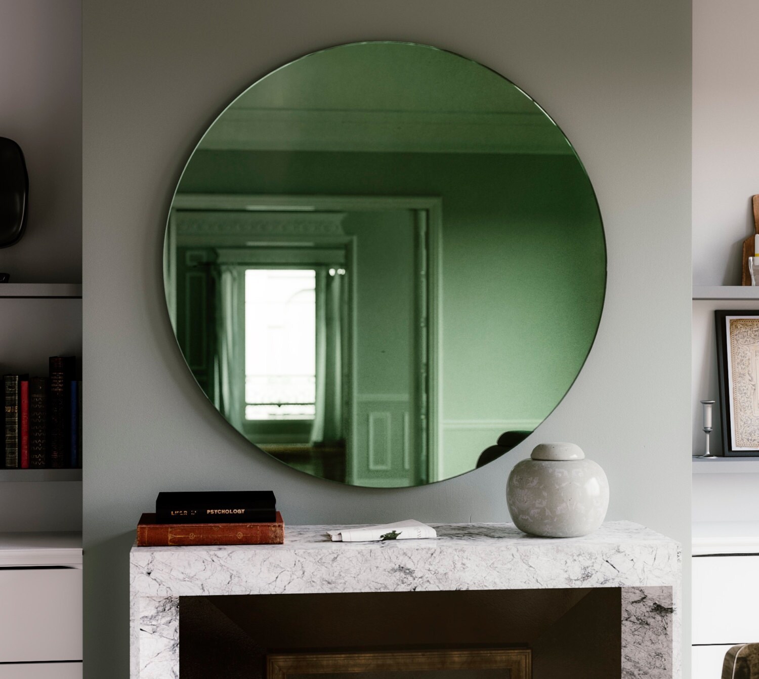 Green Deco mirror. 27 diameter round Art Deco Inspired Etsy