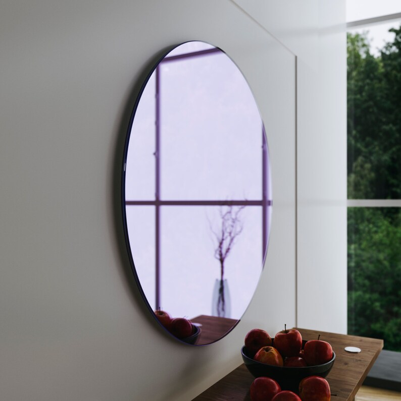 Purple wall mirror. Large hanging Art Deco mirror with Etsy