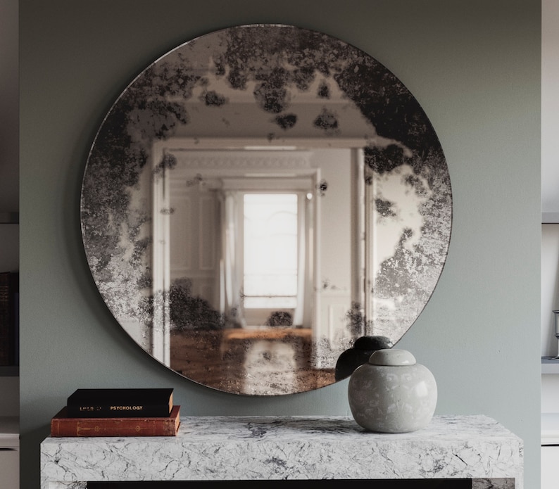 Antique Mirror with cloudy Pattern. Custom, hand made antiqued mirror with European style and chic reflection. image 1