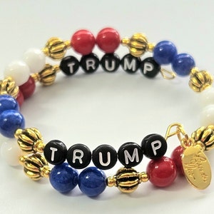 Trump Bracelet, Trump Letter Bracelet, President Trump Bracelet, Gold Trump Bracelet, Trump MAGA Bracelet, Republican Bracelet