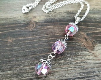 Swarovski Crystal Pink Necklace: Sterling Silver Handmade Jewelry Set