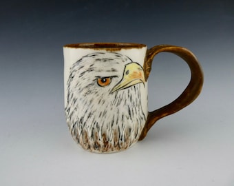 Eagle Mug - Porcelain / Hand Glaze Painted Ceramic Coffee Cup / Handmade One of a Kind