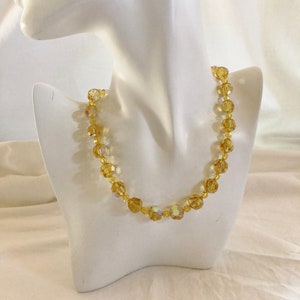 Austrian Crystal Beads Necklace Earrings Swarovski Topaz Yellow