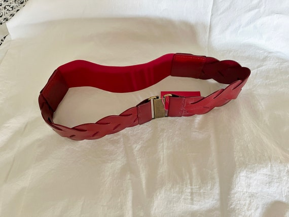 Red Leather Braided Belt Elise M Tag - image 6