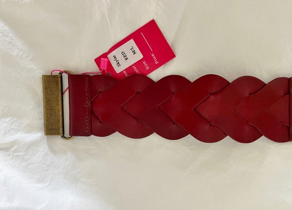 Red Leather Braided Belt Elise M Tag - image 5