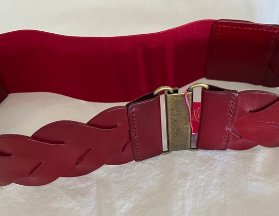 Red Leather Braided Belt Elise M Tag - image 4