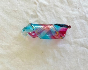 Pendant glass aqua magenta gold
