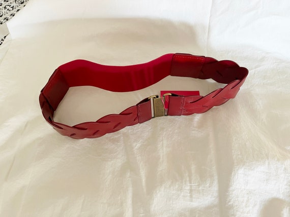 Red Leather Braided Belt Elise M Tag - image 8