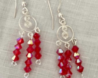 Chandelier Earrings RED Austrian Crystals