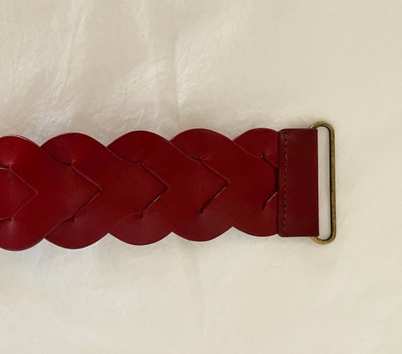 Red Leather Braided Belt Elise M Tag - image 3