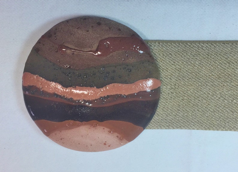 Ladies Belt Large Ceramic clasp shades of brown /& pink Tan elastic belt Free shipping.