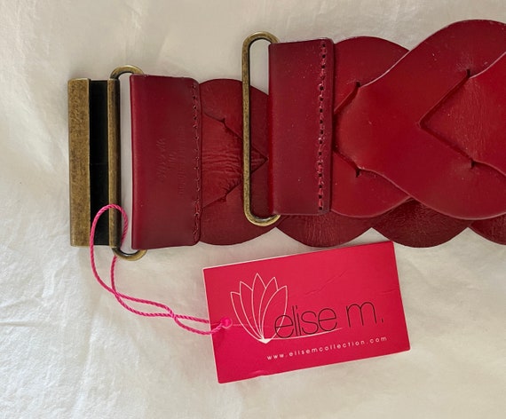 Red Leather Braided Belt Elise M Tag - image 2