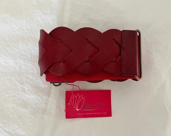 Red Leather Braided Belt Elise M Tag - image 9