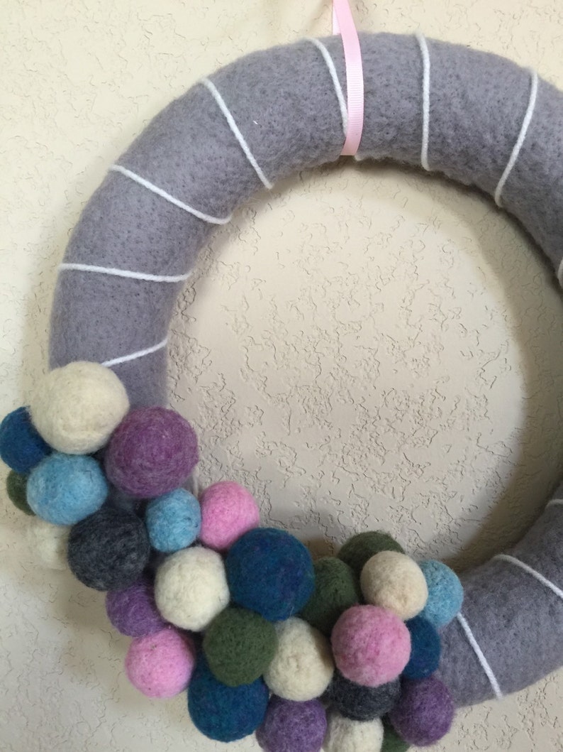 needle felted wreath felted gray wreath Spring wreath
