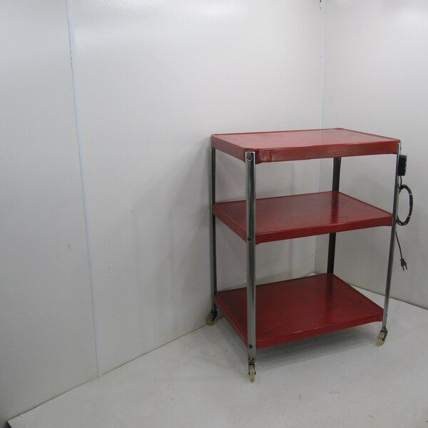Küche, Vintage-Rolling Kitchen, Cosco White und Chrome Serving Cart, Metal Cart
