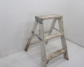 Vintage Step Ladder, Wood Three Step Ladder, Small Step Stool, Wooden Folding Step Stool, Plant Stand, Rustic Ladder, Farmhouse Stool