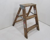 Vintage Step Ladder, Wood Three Step Ladder, Small Step Stool, Wooden Folding Step Stool, Plant Stand, Rustic Ladder, Farmhouse Stool