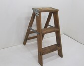 Vintage Step Ladder, Wood Three Step Ladder, Small Step Stool, Wooden Folding Step Stool, Plant Stand, Rustic Ladder, Farmhouse Stool