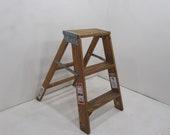 Vintage Step Ladder, Wood Three Step Ladder, Small Step Stool, Wooden Folding Step Stool, Plant Stand, Rustic Ladder, Farmhouse Stool