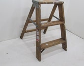Vintage Step Ladder, Wood Three Step Ladder, Small Step Stool, Wooden Folding Step Stool, Plant Stand, Rustic Ladder, Farmhouse Stool