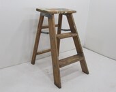 Vintage Step Ladder, Wood Three Step Ladder, Small Step Stool, Wooden Folding Step Stool, Plant Stand, Rustic Ladder, Farmhouse Stool
