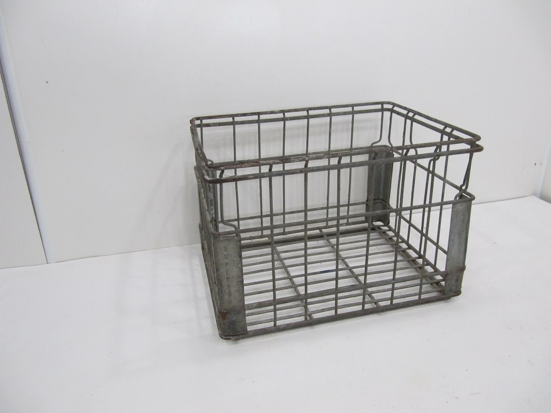Buy Vintage Metal Milk Crate, Superior Canto , Wire Crate