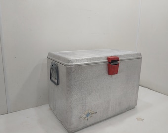Nevera portátil vintage Skylander para picnic, nevera para refrescos, nevera de aluminio, nevera para bebidas, nevera de aluminio cepillado