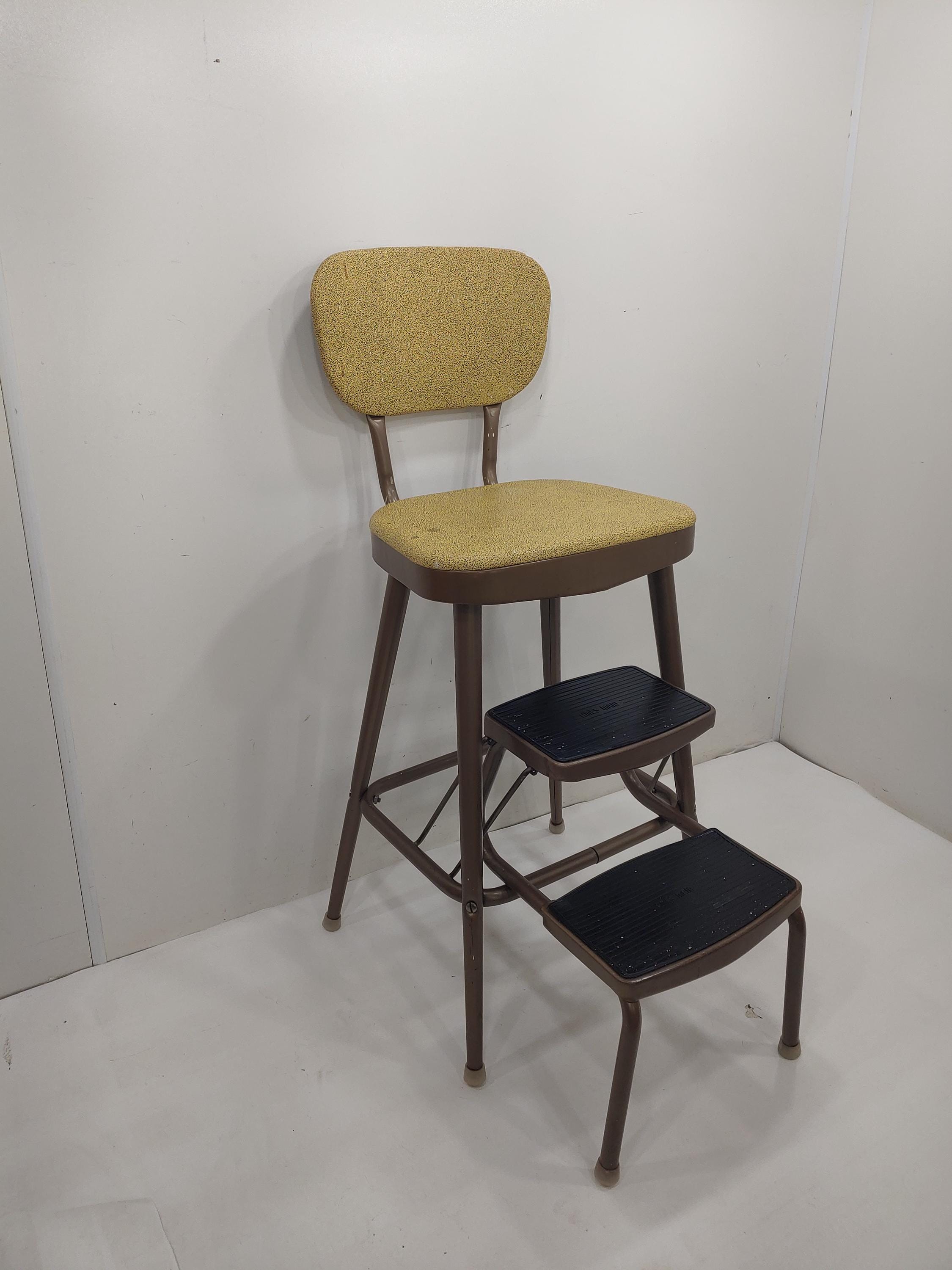 Yellow and Black Matte Mid-century Ames Maid Stool W/ Padded Seats