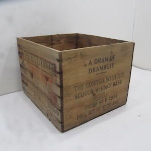 Vintage Wooden Box, Antique Wood Crate, Rustic Wood Crate, Wood Liquor Crate, Drambuie, Wood Storage Box