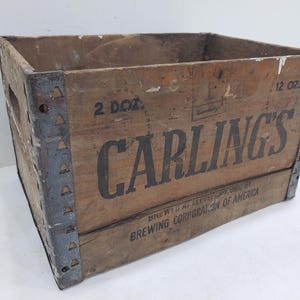 Vintage Wooden Box, Antique Wood Crate, Rustic Wood Crate, Wood Carlings Beer Crate , Wood Storage Box Cleveland.Ohio