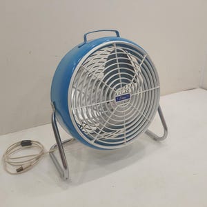 Vintage Lake wood Fan, Aqua Blue  Fan, Working Single Speed Antique Fan, Industrial Decor