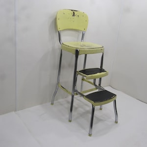 Bar Stool Antique Metal Step Stool Bar Stool Vintage Yellow Cosco