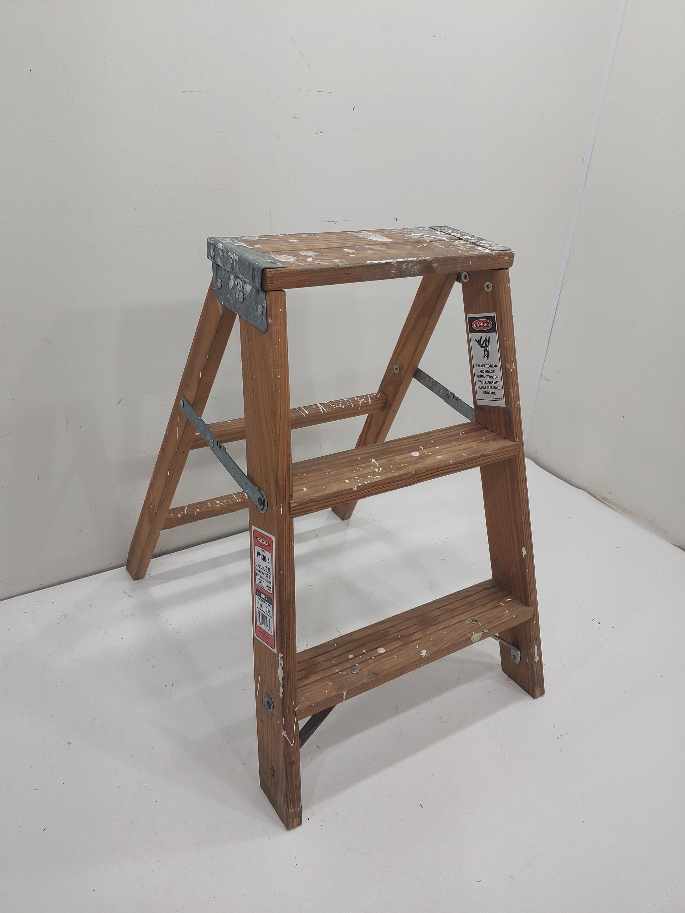 Vintage Step Ladder, Werner Wood Three Step Ladder, Small