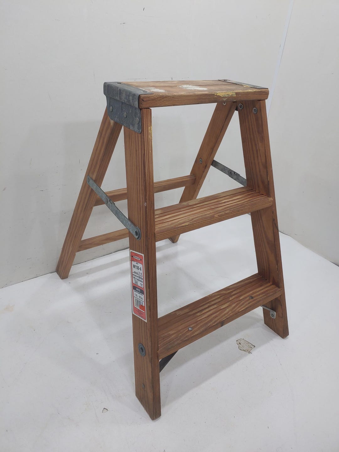 Vintage Step Ladder, Werner Wood Three Step Ladder, Small Step Stool ...