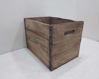 Vintage Wooden Box,black and White Whiskey Crate, Antique Wood