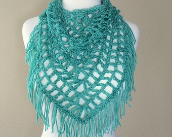 Summer Triangle Cowl Crochet Pattern Fringe Scarf