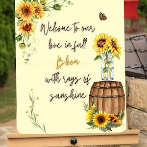 Sunflower Love In Full Bloom Wedding Welcome Sign | Printable Wedding Decor | Sunflower Wedding | Wedding Welcome Signs | 16x20 Printable |